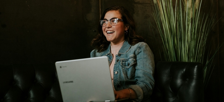woman using laptop