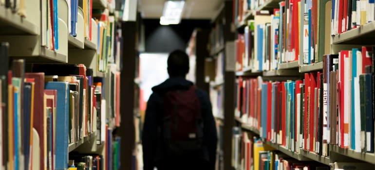 a kid in library