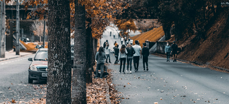 street full of people