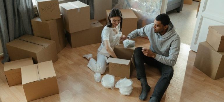 couple packing boxes