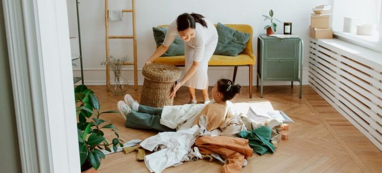 woman sorting stuff